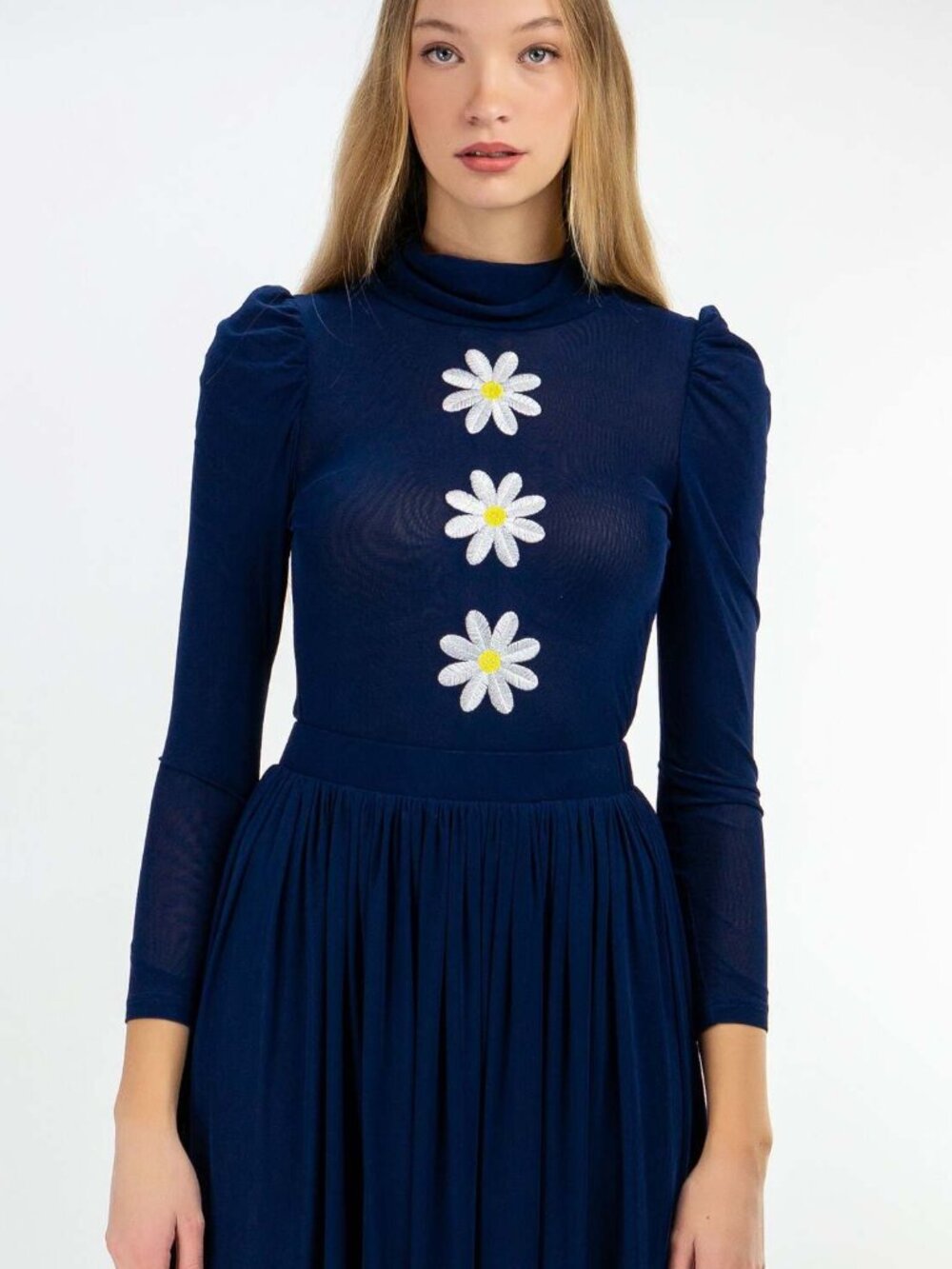 KRISTINIT Women's Daisy Caron Top Size S in Blue